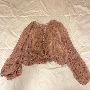 Zara Women's Cropped Top with Balloon Sleeves